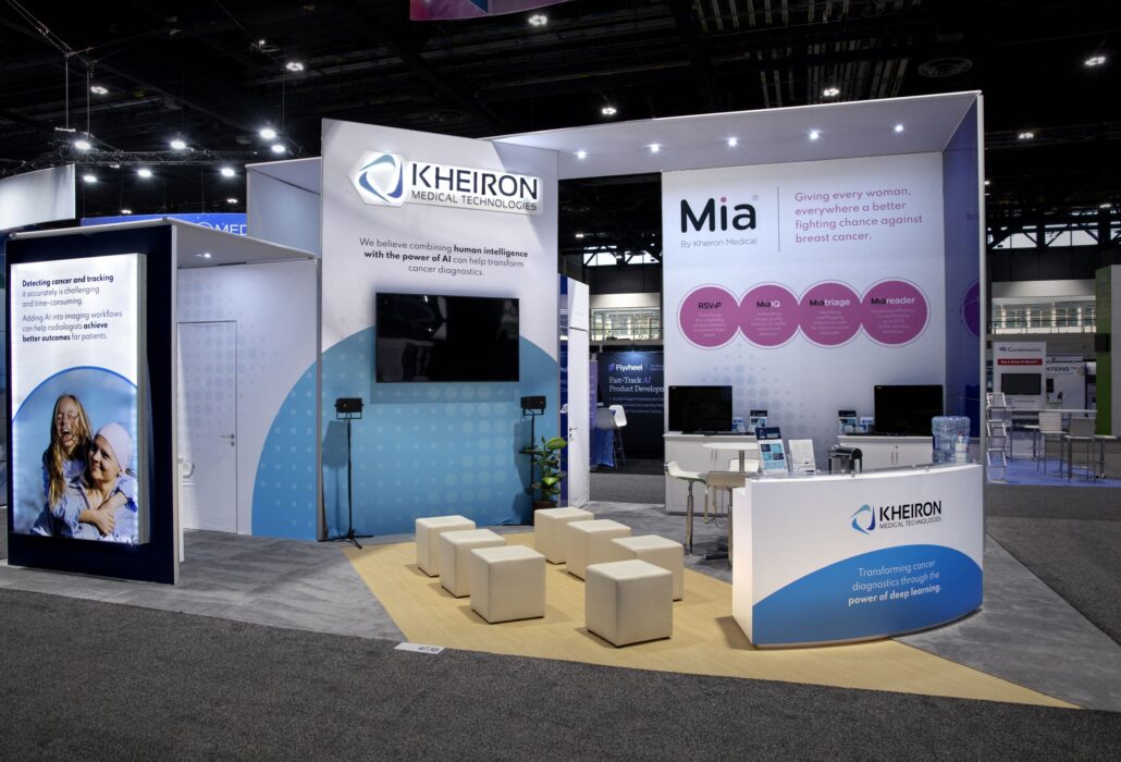 custom 20x30 booth designed and built for Kheiron Medical