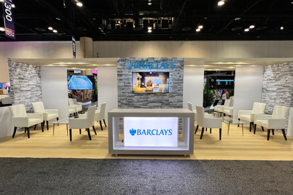 10x30 inline booth designed for Barclays