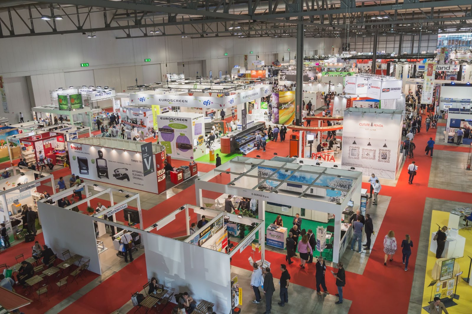 multiple trade show booths at an exhibit